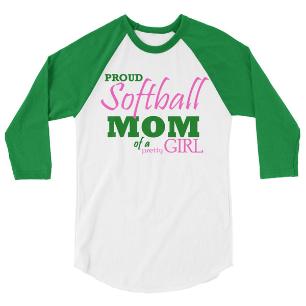 Softball Pretty Girl 3/4 Sleeve Raglan Shirt